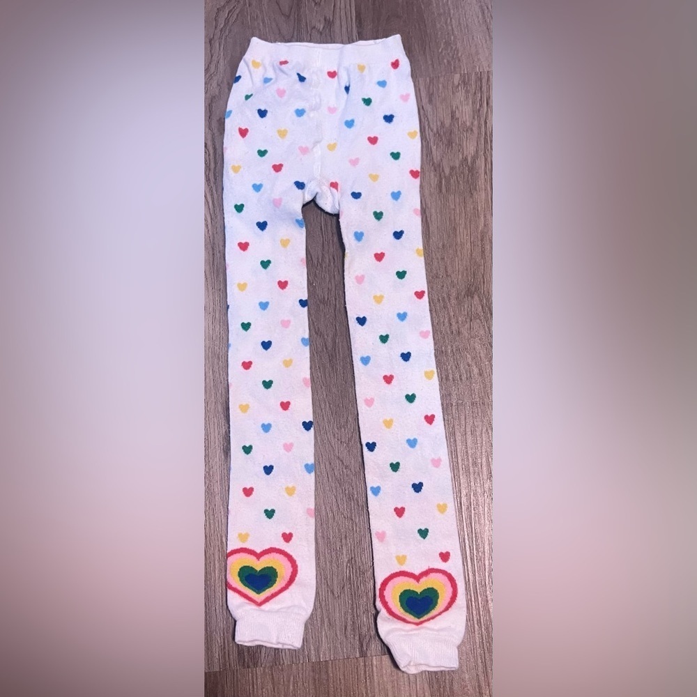 Kids Hanna Anderson Colorful Heart Patterned Leggings Size 5-7 Girls